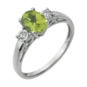 14k White Gold Created Emerald and .04 CTW Diamond Ring, Size 7