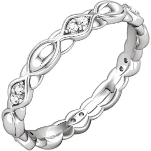 14k White Gold Cubic Zirconia Sculptural-Inspired Eternity Band Size 7