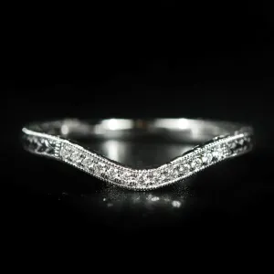 14K White Gold Curved Diamond Band