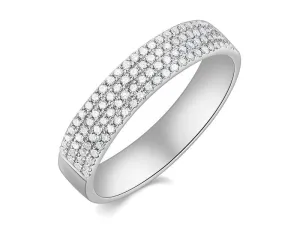 14K White Gold Diamond 4 Row Pave Ring