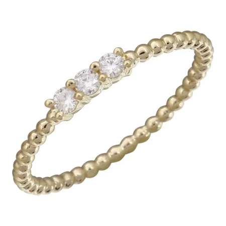14K White Gold Diamond Beaded Ring