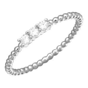 14K White Gold Diamond Beaded Ring