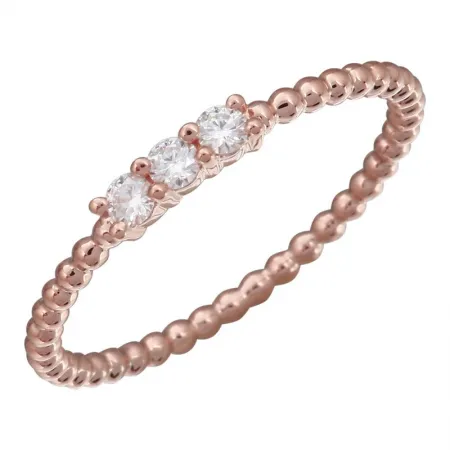 14K White Gold Diamond Beaded Ring