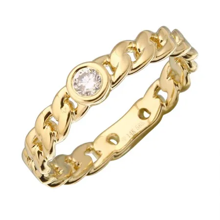 14K White Gold Diamond Chain Link Ring