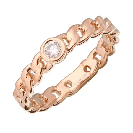 14K White Gold Diamond Chain Link Ring