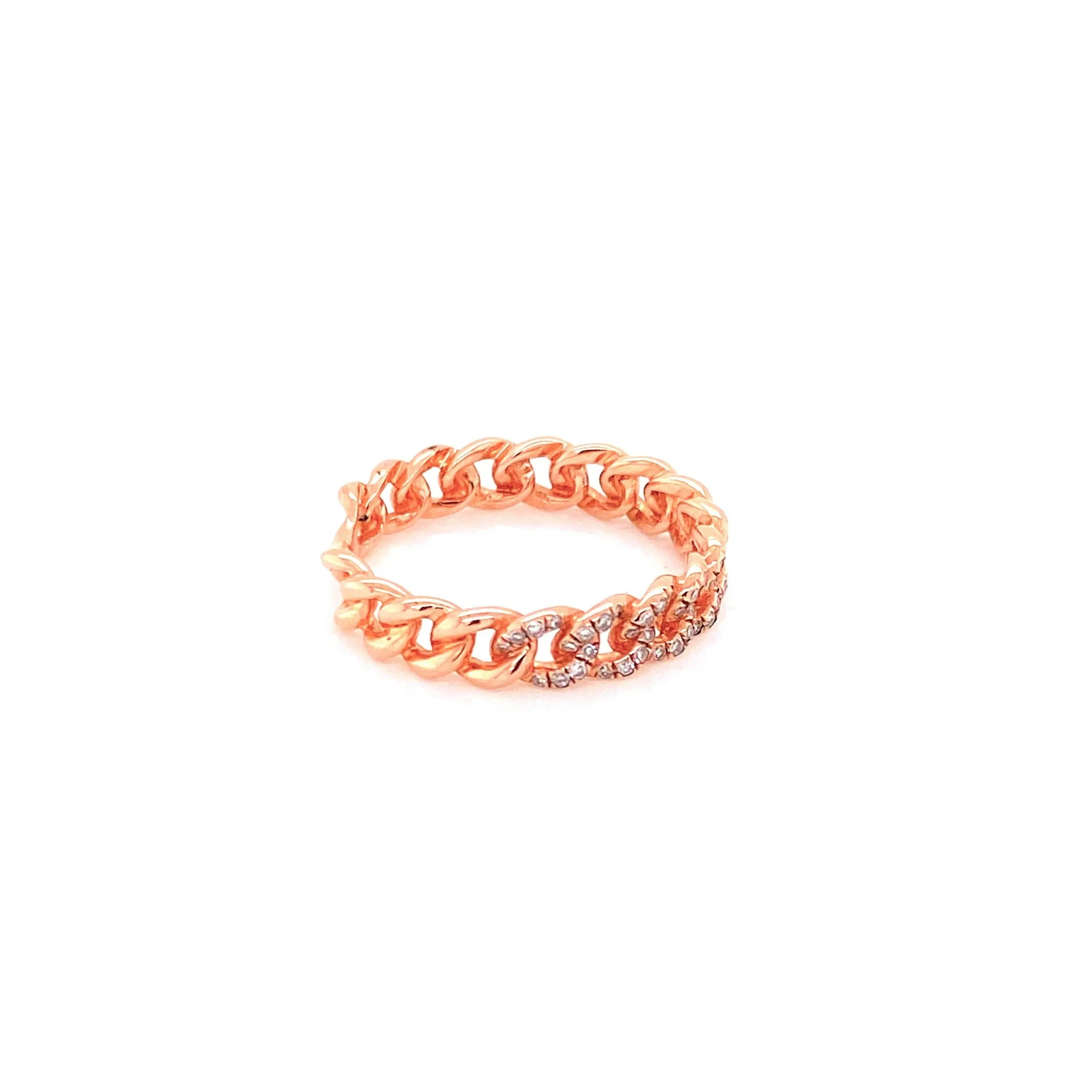 14K White Gold Diamond Curb Link Eternity Ring