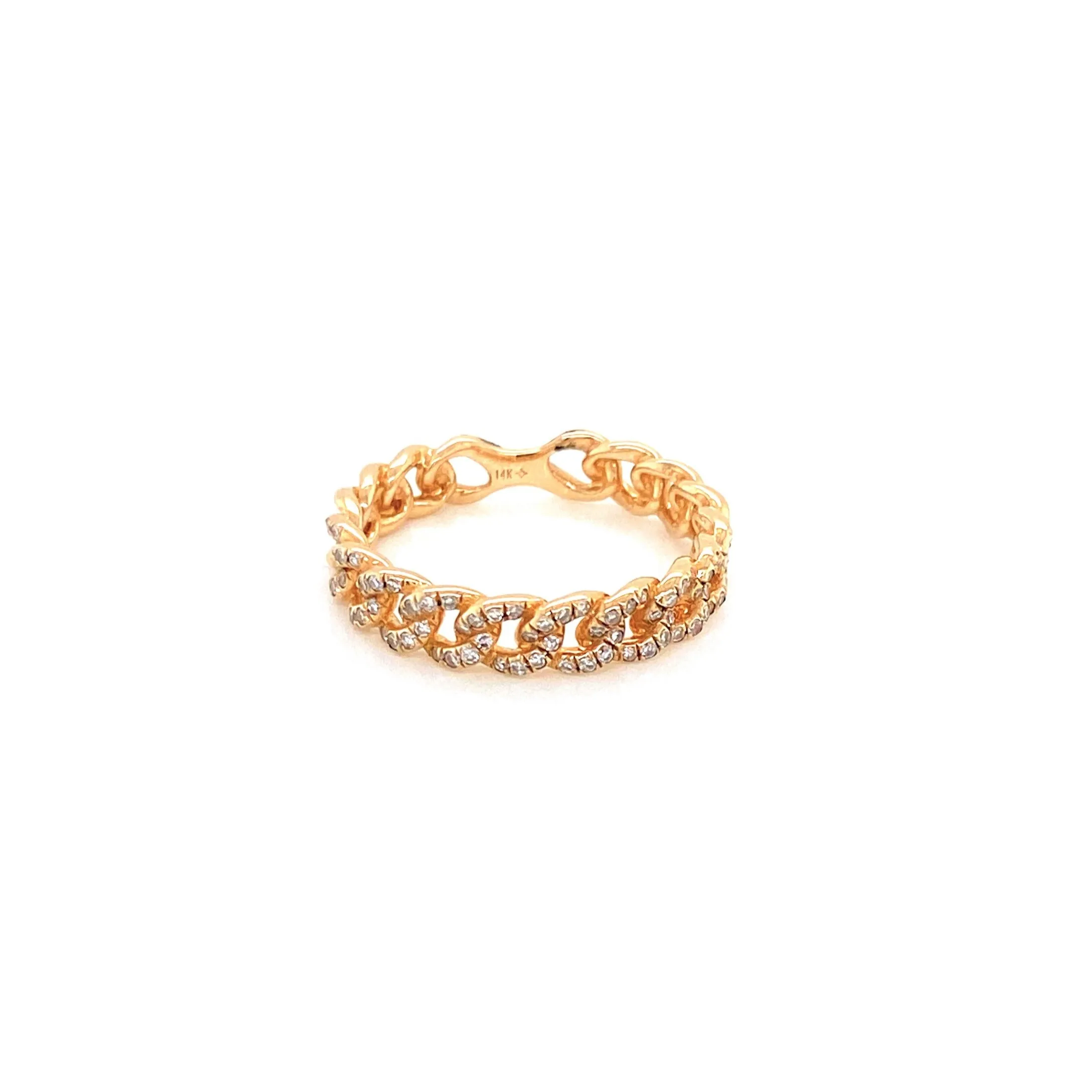 14K White Gold Diamond Curb Link Eternity Ring