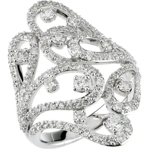 14k White Gold Diamond Ring, Size 7
