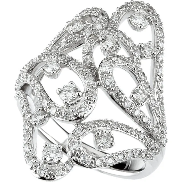 14k White Gold Diamond Ring, Size 7