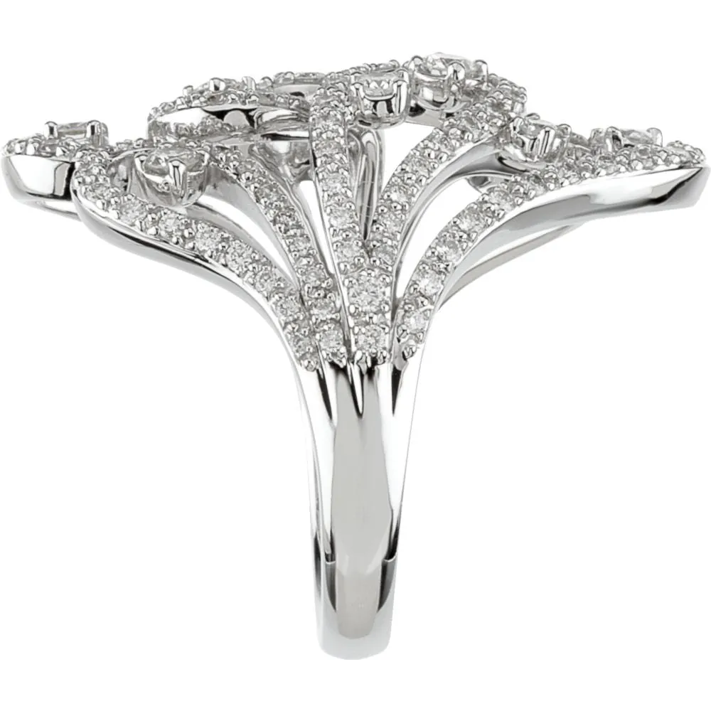 14k White Gold Diamond Ring, Size 7
