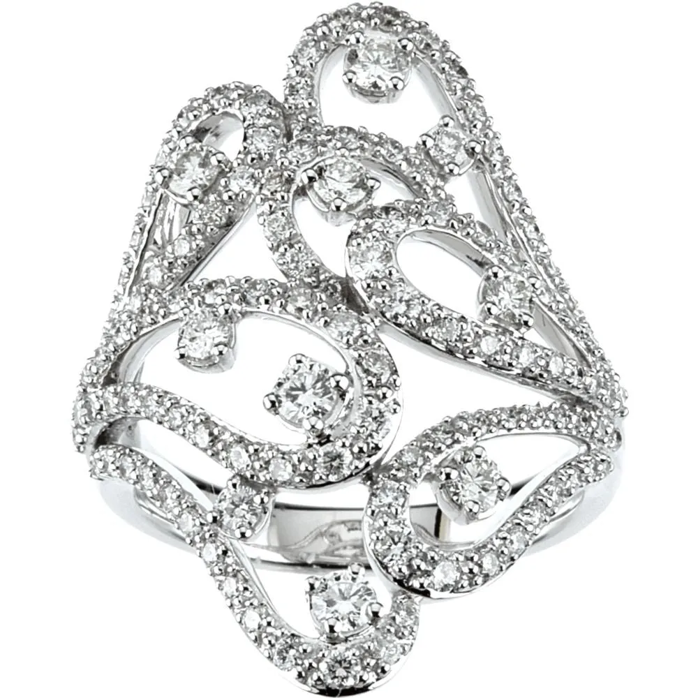 14k White Gold Diamond Ring, Size 7