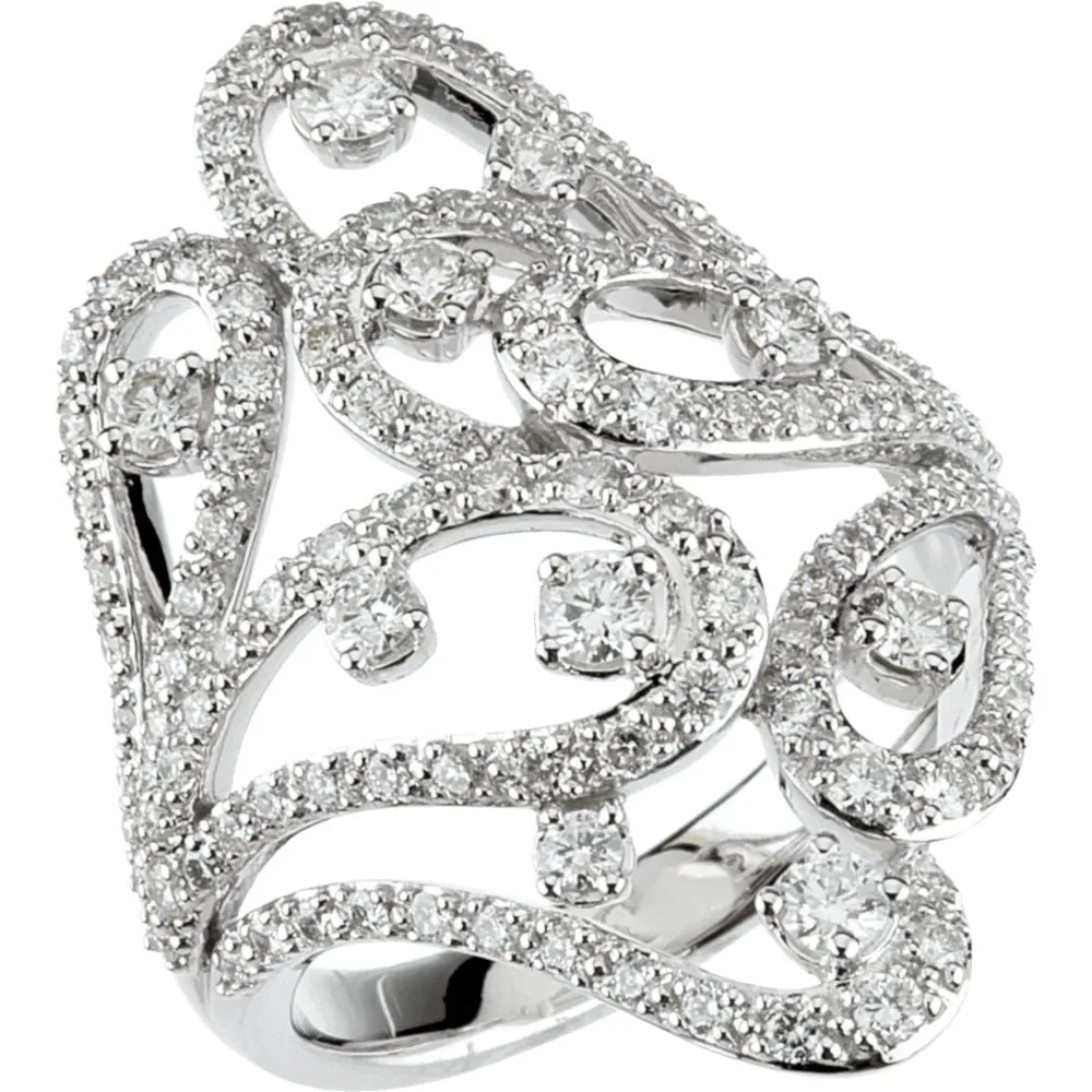14k White Gold Diamond Ring, Size 7