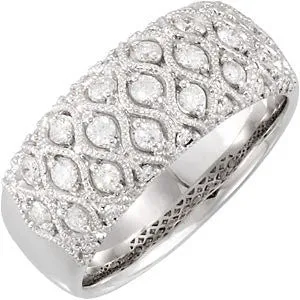 14k White Gold Diamond Ring, Size 7
