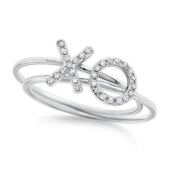 14k White Gold Diamond XO Rings