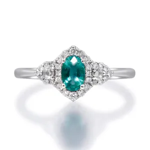 14k White Gold Emerald and Diamond Ring