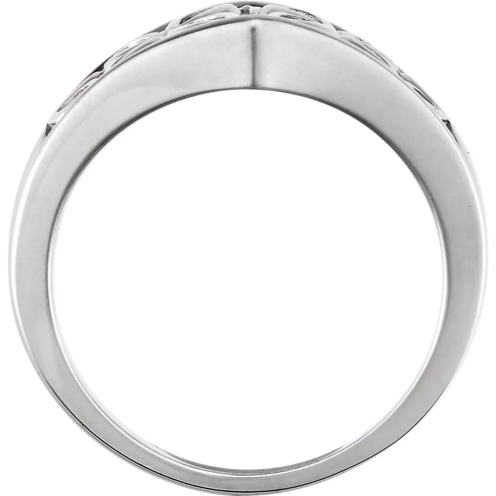 14k White Gold Floral-Inspired Solitaire Engagement Ring Base, Size 6