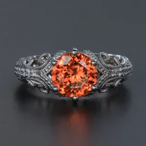 14K White Gold Imperial Zircon and Diamond Ring 2.67 Carats