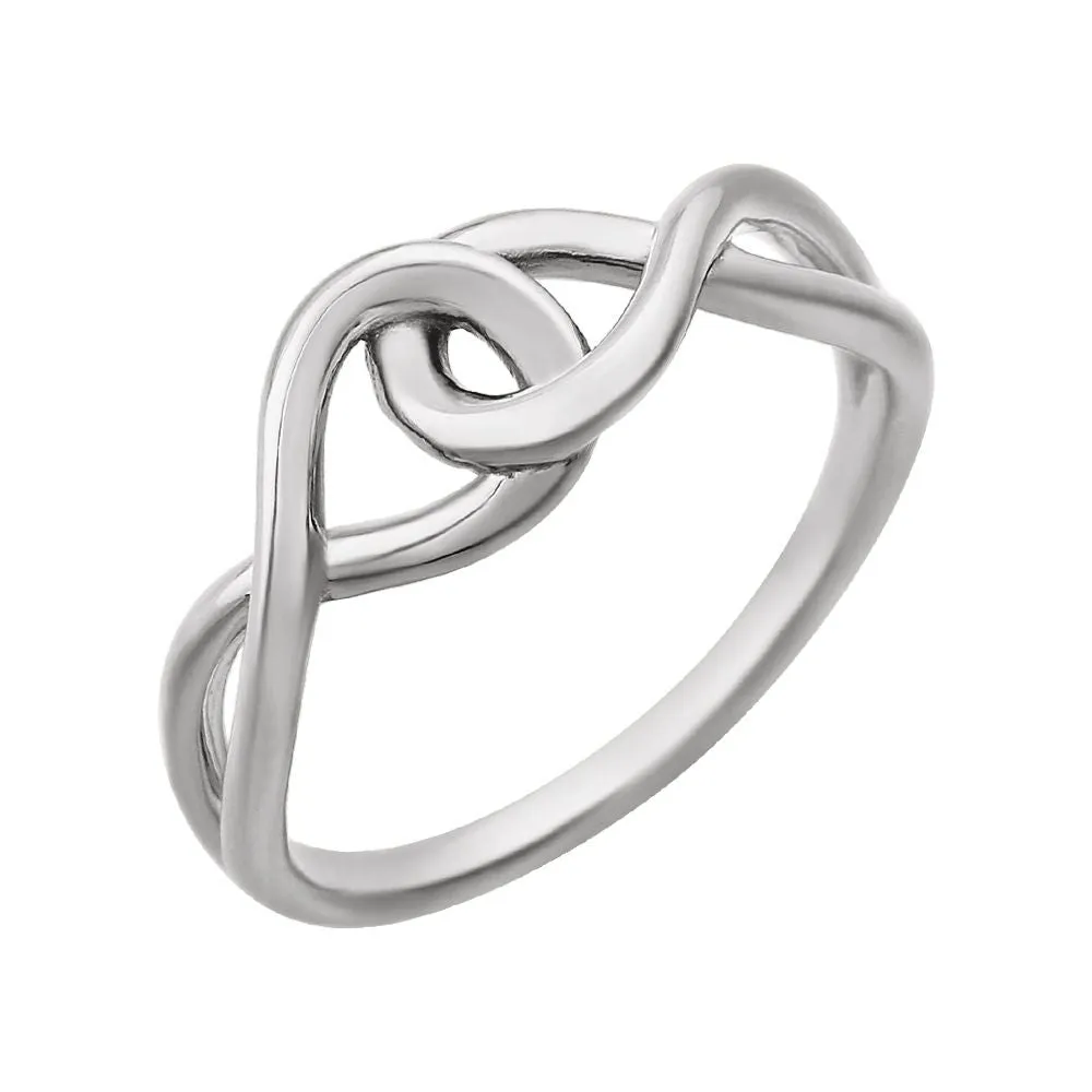 14k White Gold Infinity-Inspired Knot Design Ring, Size 7