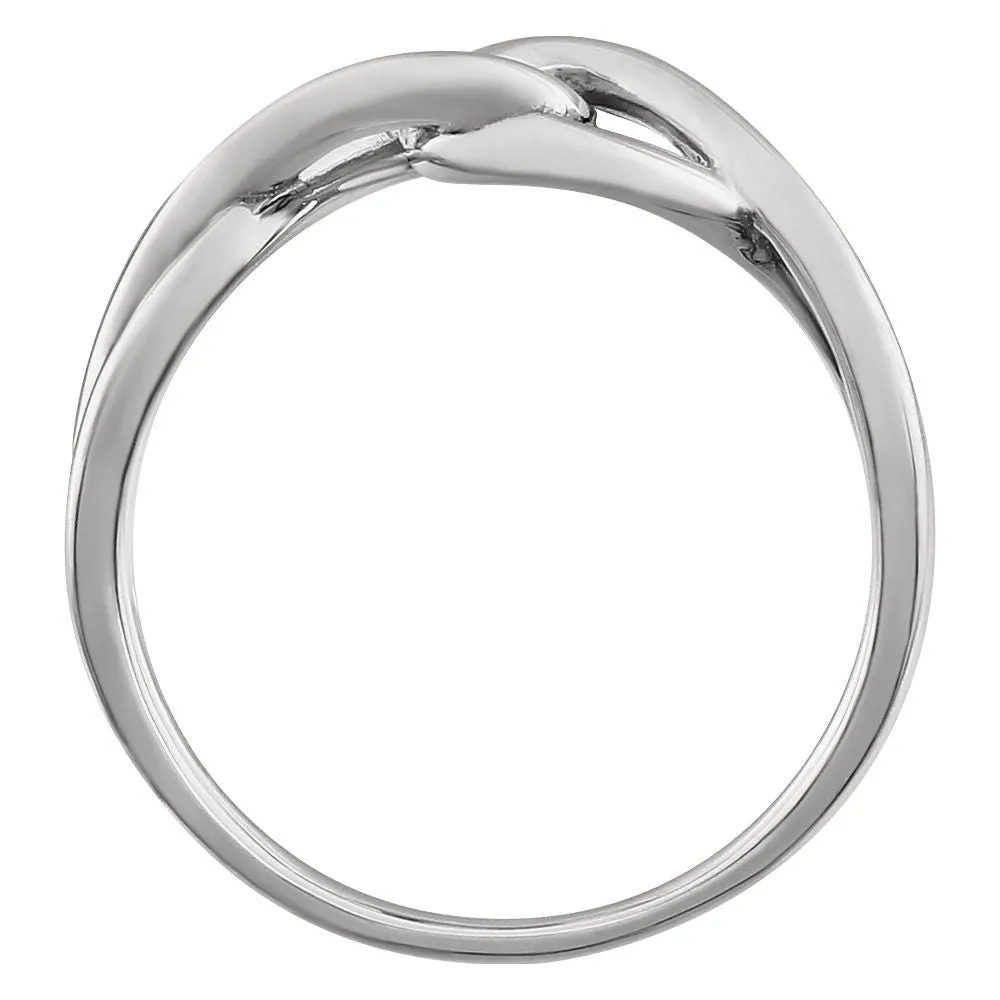 14k White Gold Infinity-Inspired Knot Design Ring, Size 7