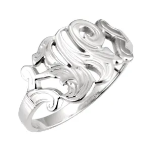 14k White Gold Initial Rings, Size 6