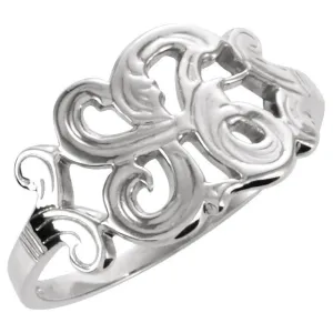 14k White Gold Initial Rings, Size 6