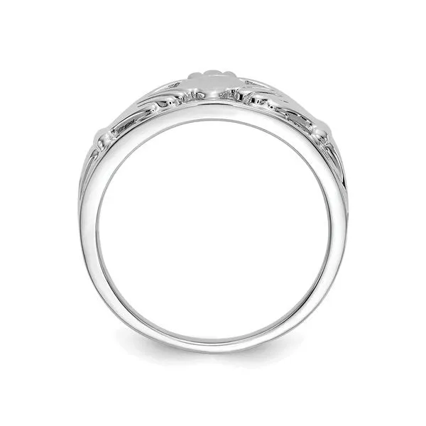 14K White Gold Ladies Polished Claddagh Ring