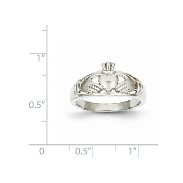 14K White Gold Ladies Polished Claddagh Ring