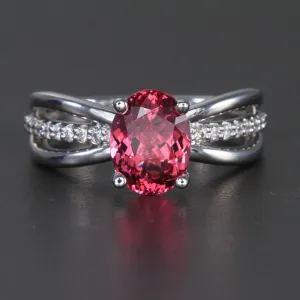 14K White Gold Mahenge Malaya Garnet and Diamond Ring 2.85 Carats
