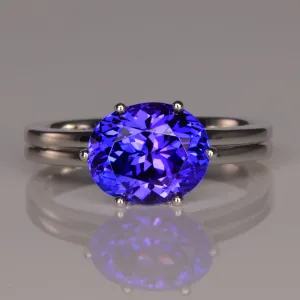 14K White Gold Oval Tanzanite Ring 3.40 Carats