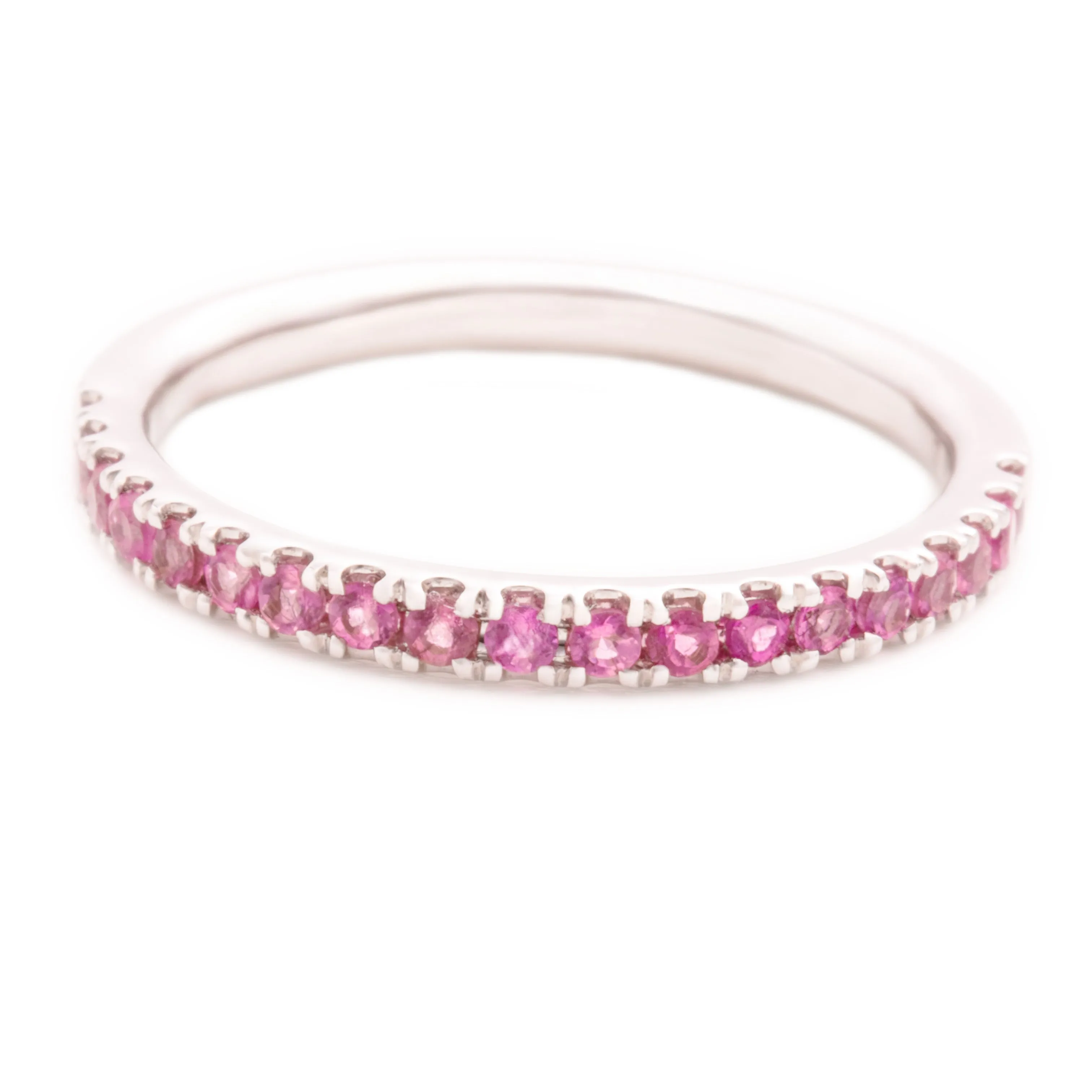 14k White Gold Pink Tourmaline Band