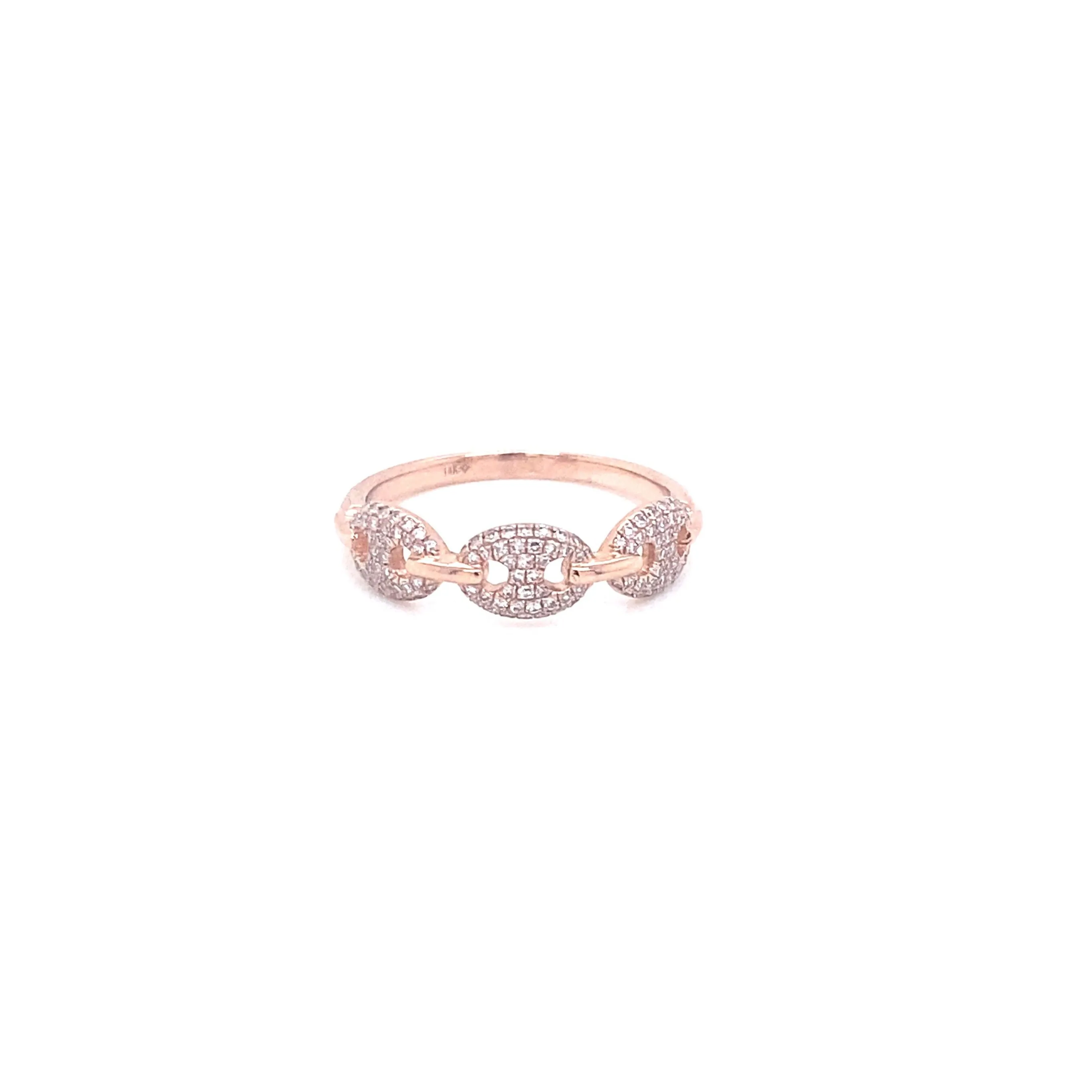 14K White Gold Round Diamond Puff Link Ring