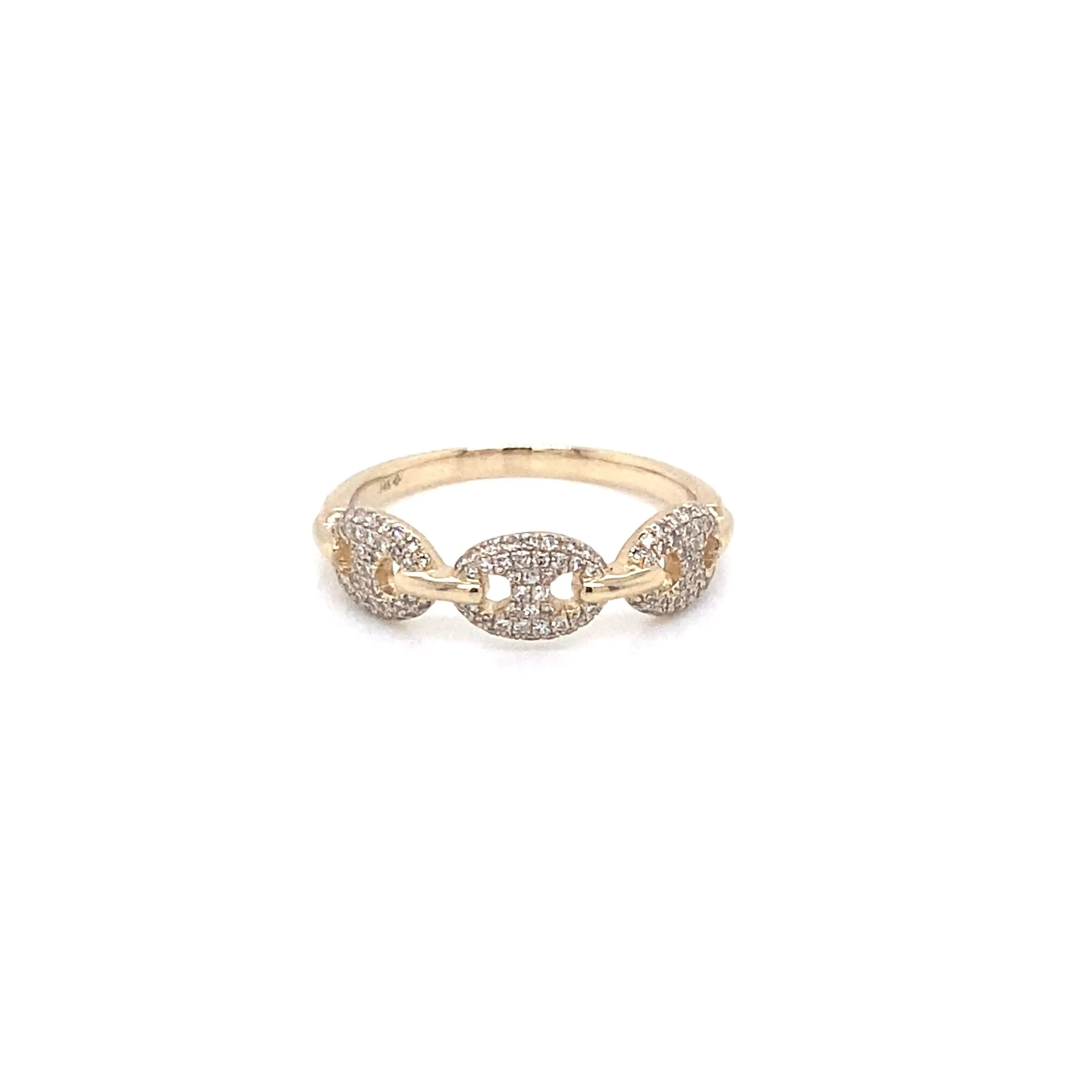 14K White Gold Round Diamond Puff Link Ring