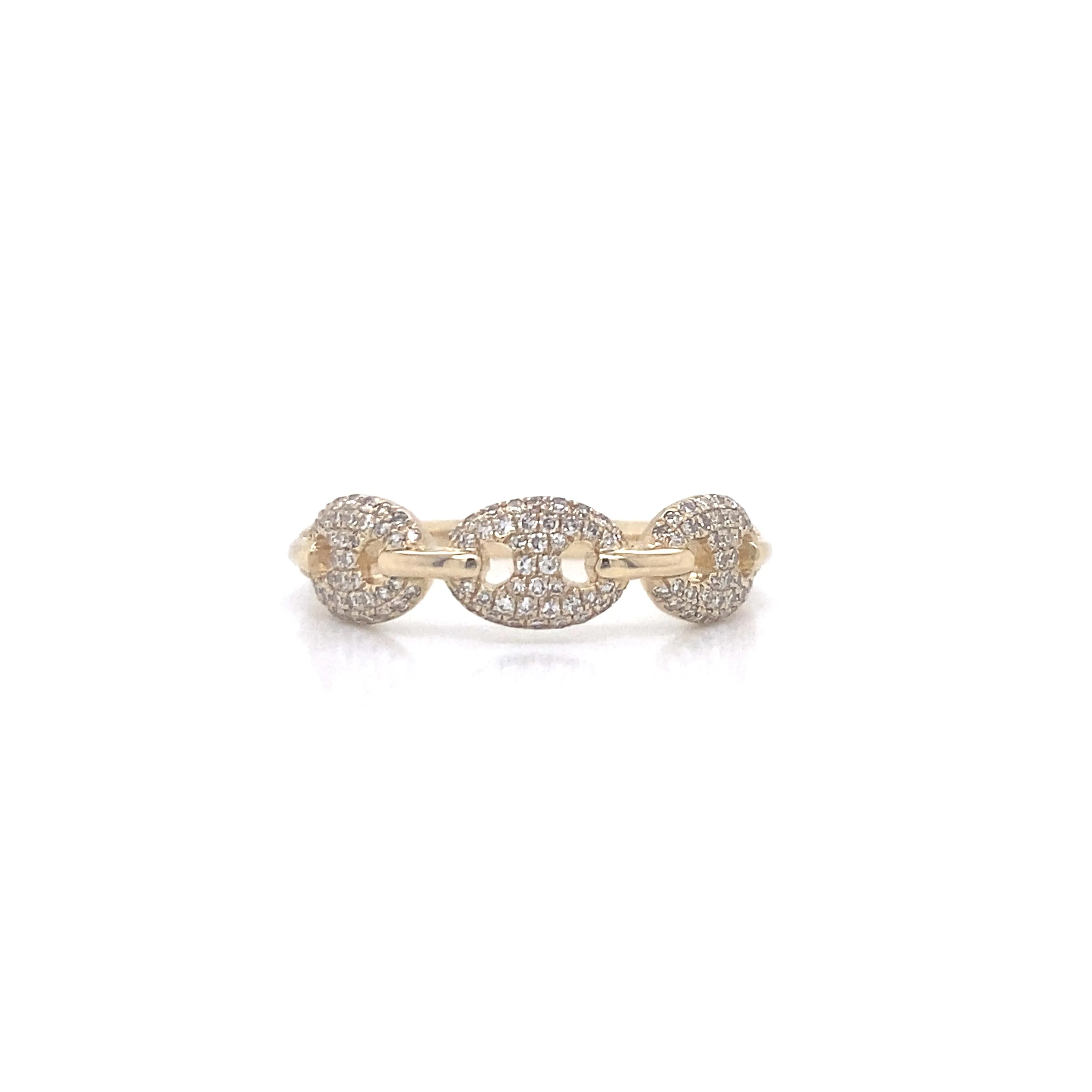 14K White Gold Round Diamond Puff Link Ring