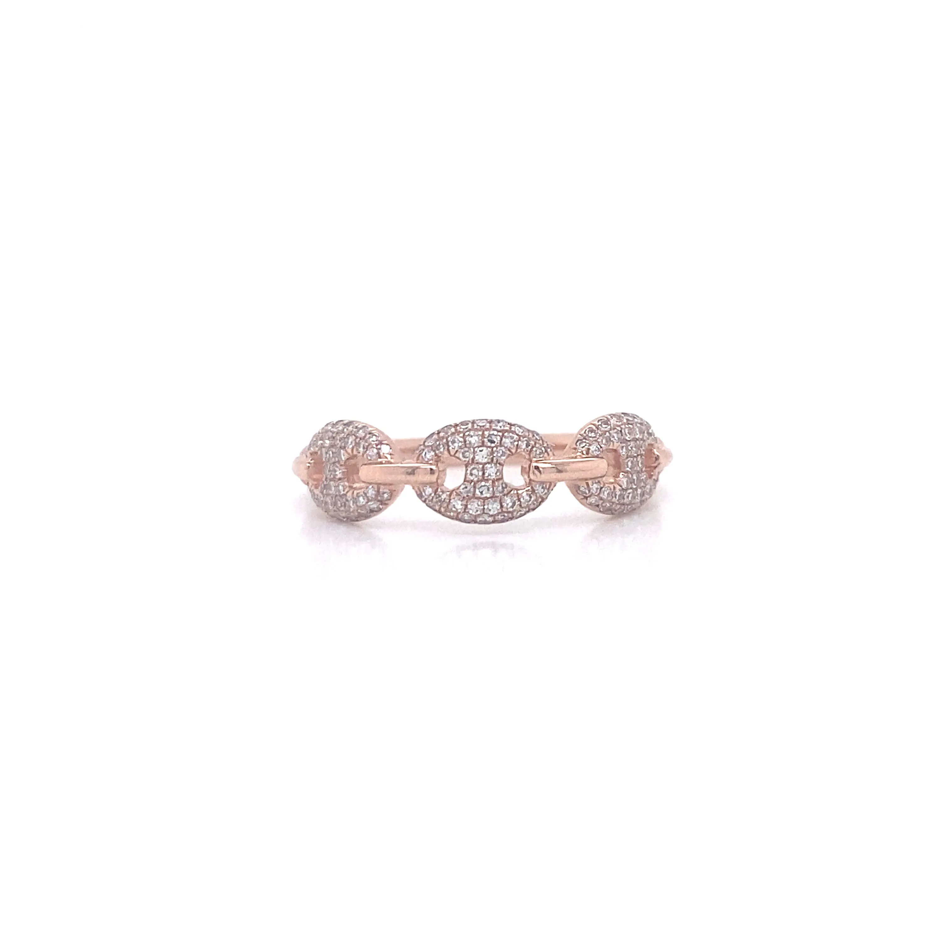 14K White Gold Round Diamond Puff Link Ring