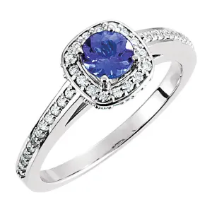 14k White Gold Tanzanite & 1/4 CTW Diamond Engagement Ring, Size 7
