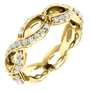14K Yellow 1/2 CTW Diamond Sculptural-Inspired Eternity Band Size 5