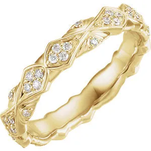 14K Yellow 1/3 CTW Diamond Sculptural-Inspired Eternity Band Size 5.5