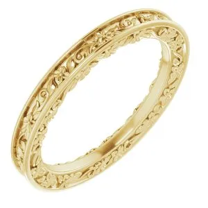 14K Yellow 2.5 mm Floral-Inspired Band Size 7.5