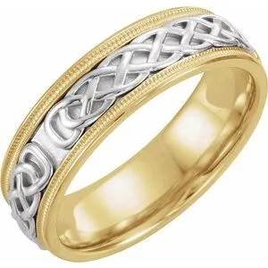 14K Yellow & White 7 mm Celtic-Inspired Band Size 10