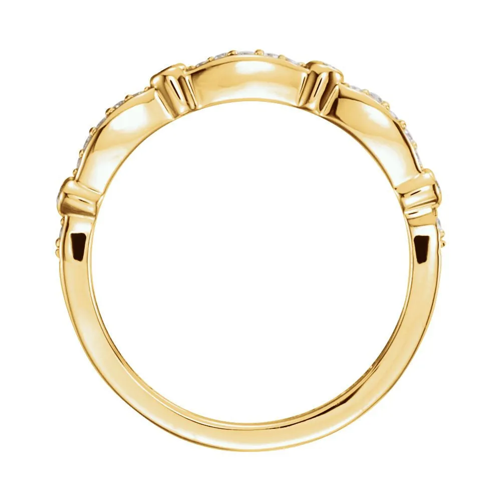 14k Yellow Gold 1/8 CTW Diamond Stackable Anniversary Band, Size 7