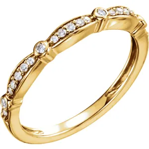 14k Yellow Gold 1/8 CTW Diamond Stackable Anniversary Band, Size 7