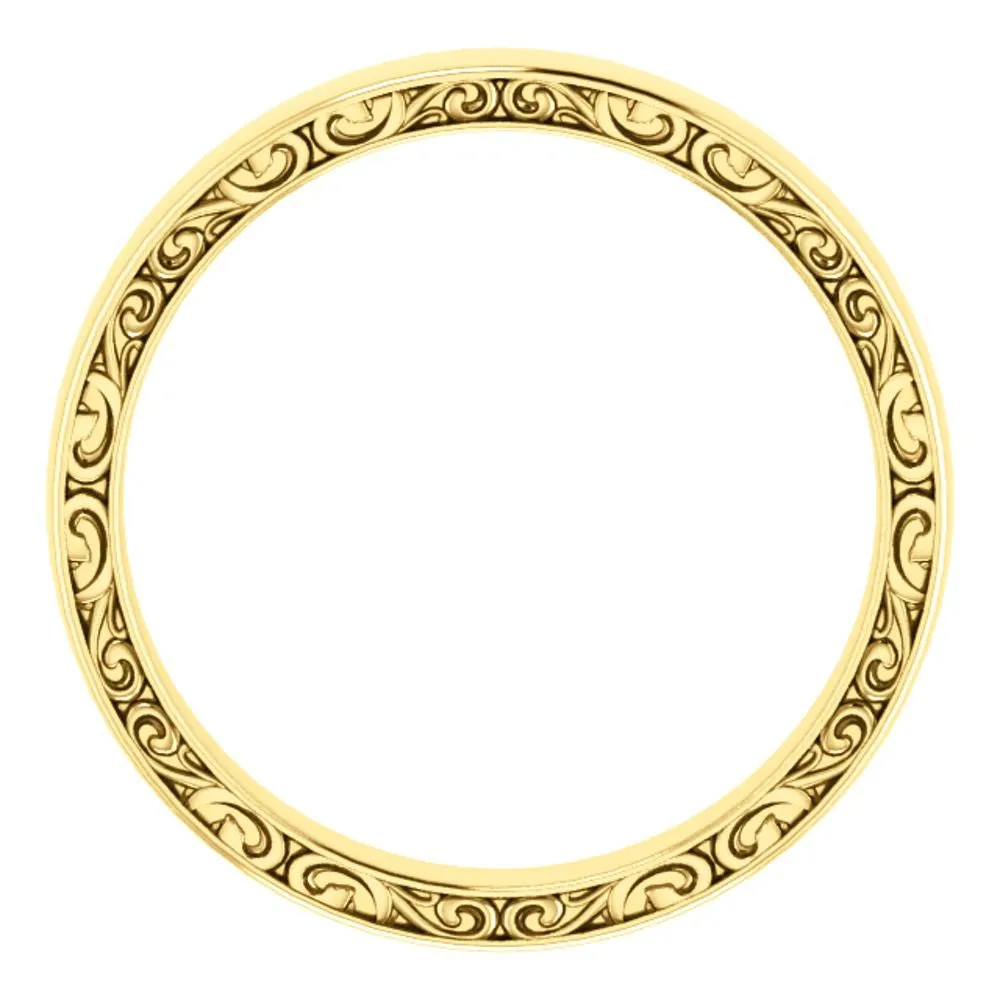 14k Yellow Gold 4mm Sculptural-Inspired Relief Pattern Band Size 11