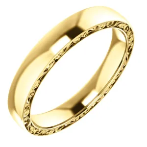 14k Yellow Gold 4mm Sculptural-Inspired Relief Pattern Band Size 11