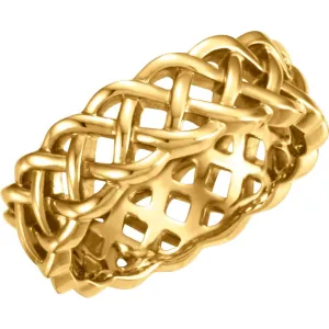 14k Yellow Gold 8mm Celtic Inspired Band Size 11