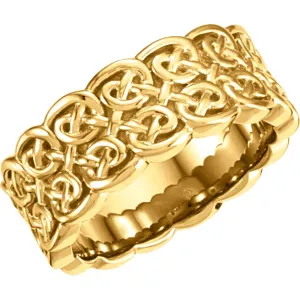14k Yellow Gold 8mm Celtic-Inspired Band, Size 7