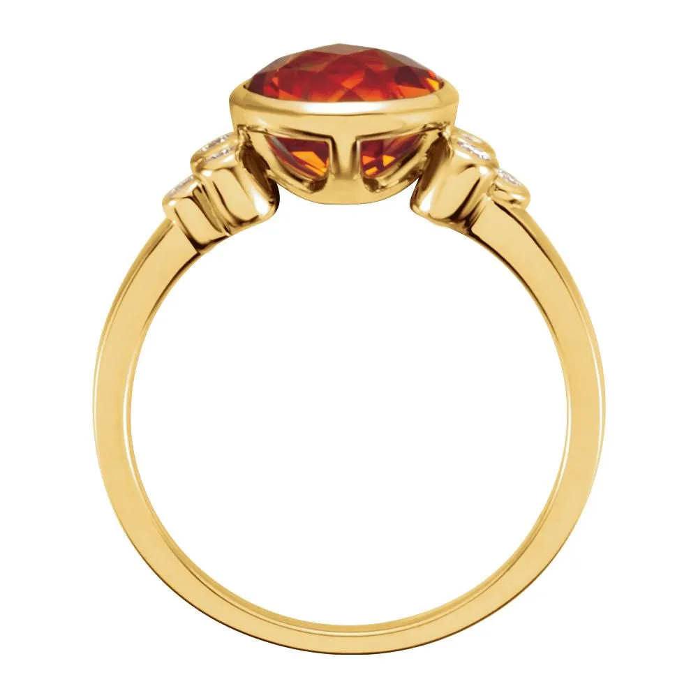 14k Yellow Gold Citrine & Diamond Accented Ring, Size 7