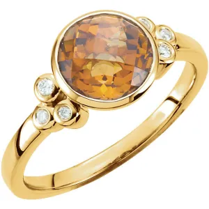 14k Yellow Gold Citrine & Diamond Accented Ring, Size 7
