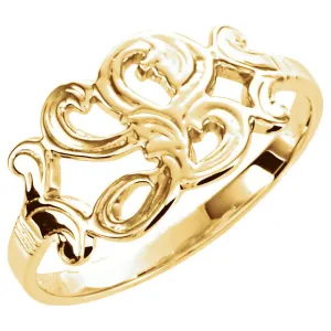 14k Yellow Gold Initial Rings, Size 6
