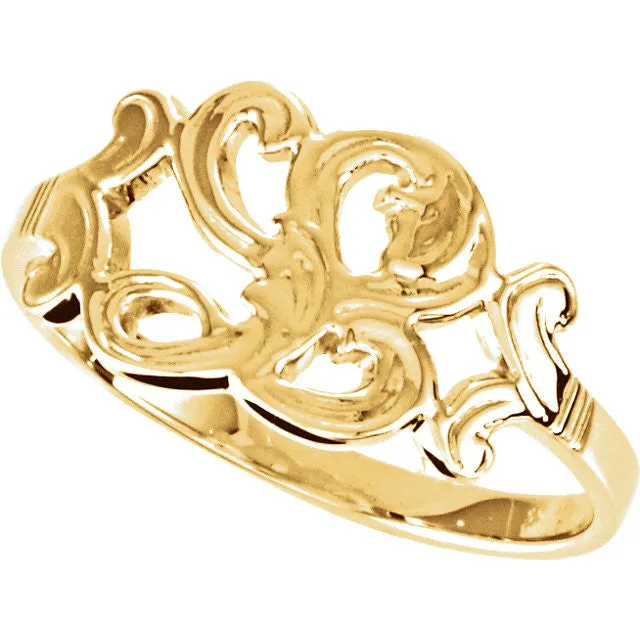 14k Yellow Gold Initial Rings, Size 6
