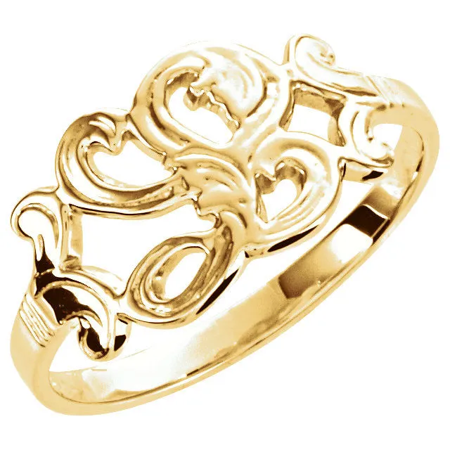14k Yellow Gold Initial Rings, Size 6
